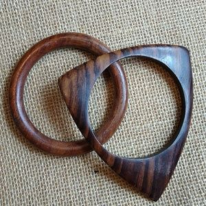 Wooden bangle bracelets, set of two